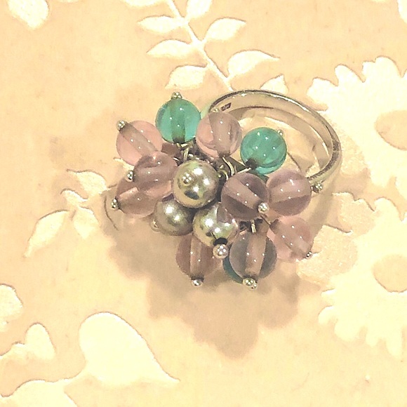 GIFT 🎁 Pastel Pink Blue cluster rhodium plated.925 Sterling silver Ring 6 - Picture 3 of 9